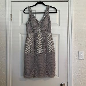 Sue Wong silver beaded cocktail dress size 6